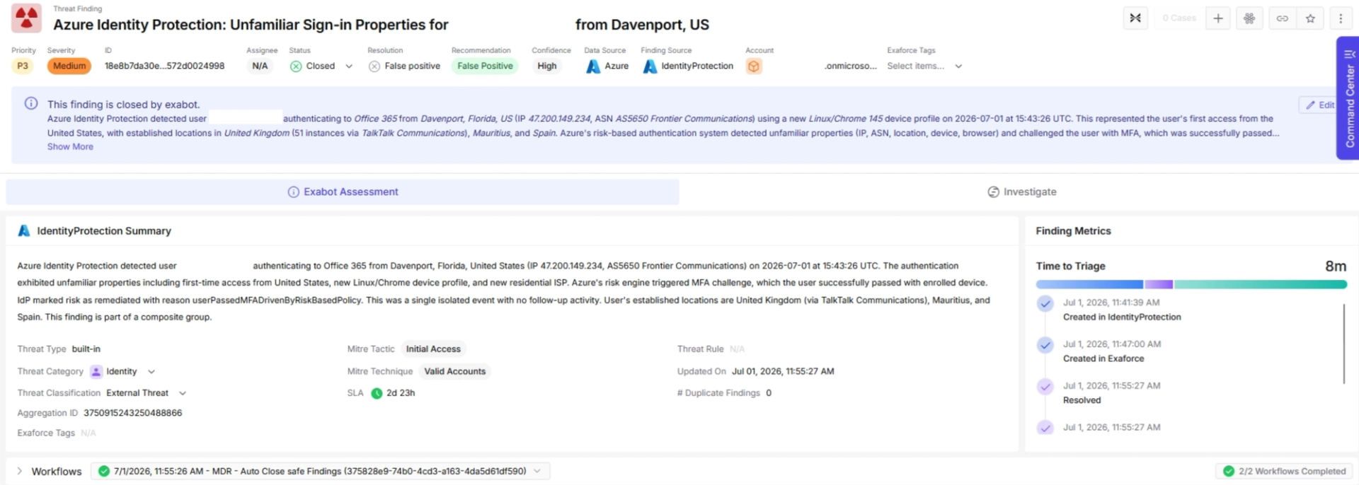 Threat finding page