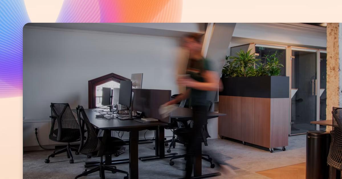 Working walking in office