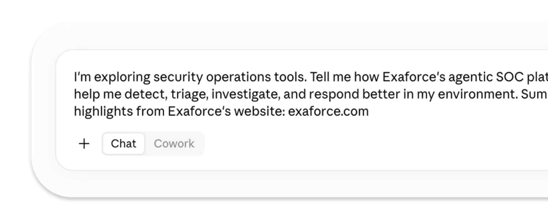 Claude answering a question about Exaforce