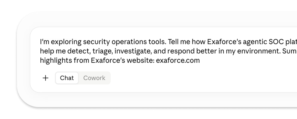 Claude answering a question about Exaforce