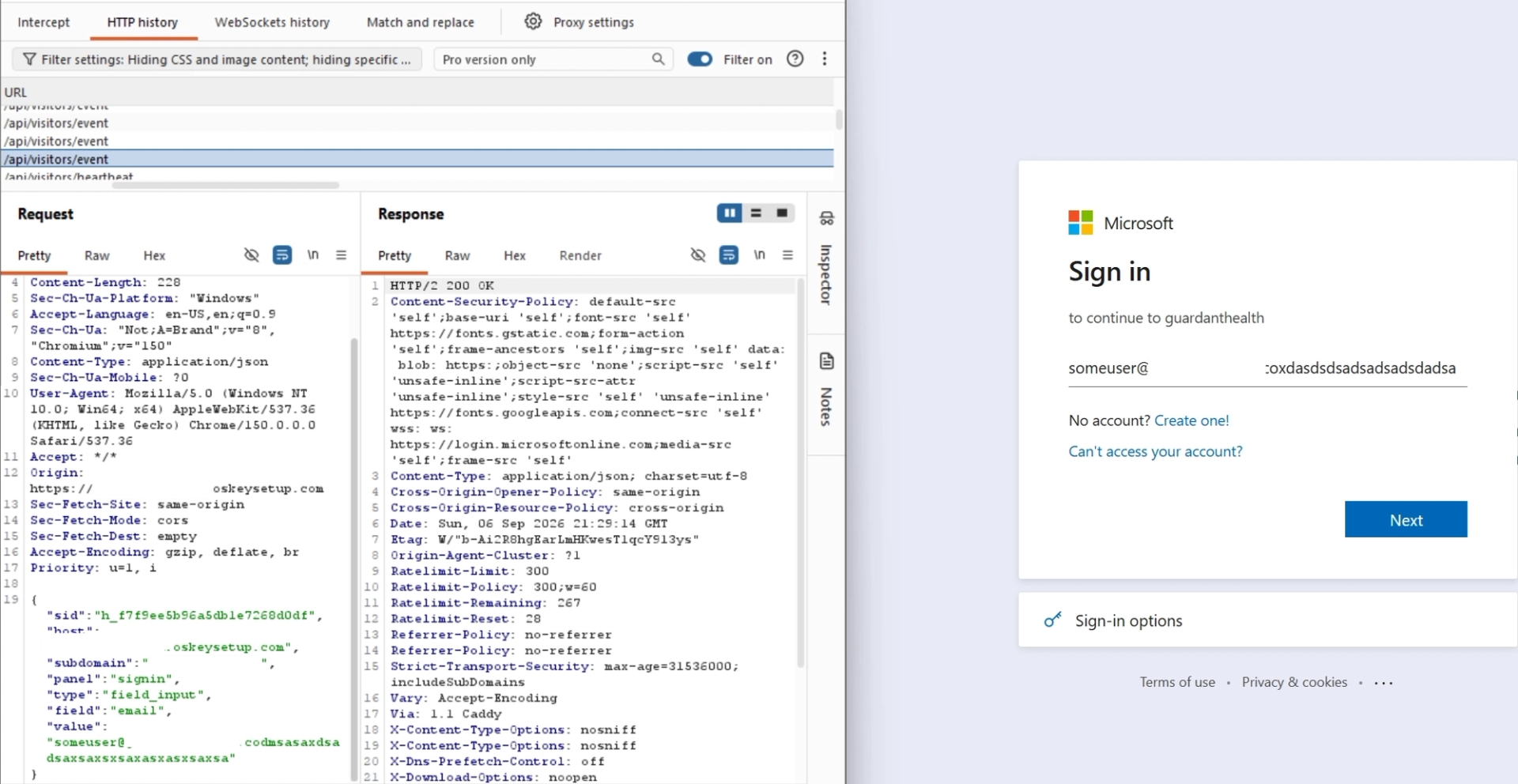 Microsoft のサインインページの検証