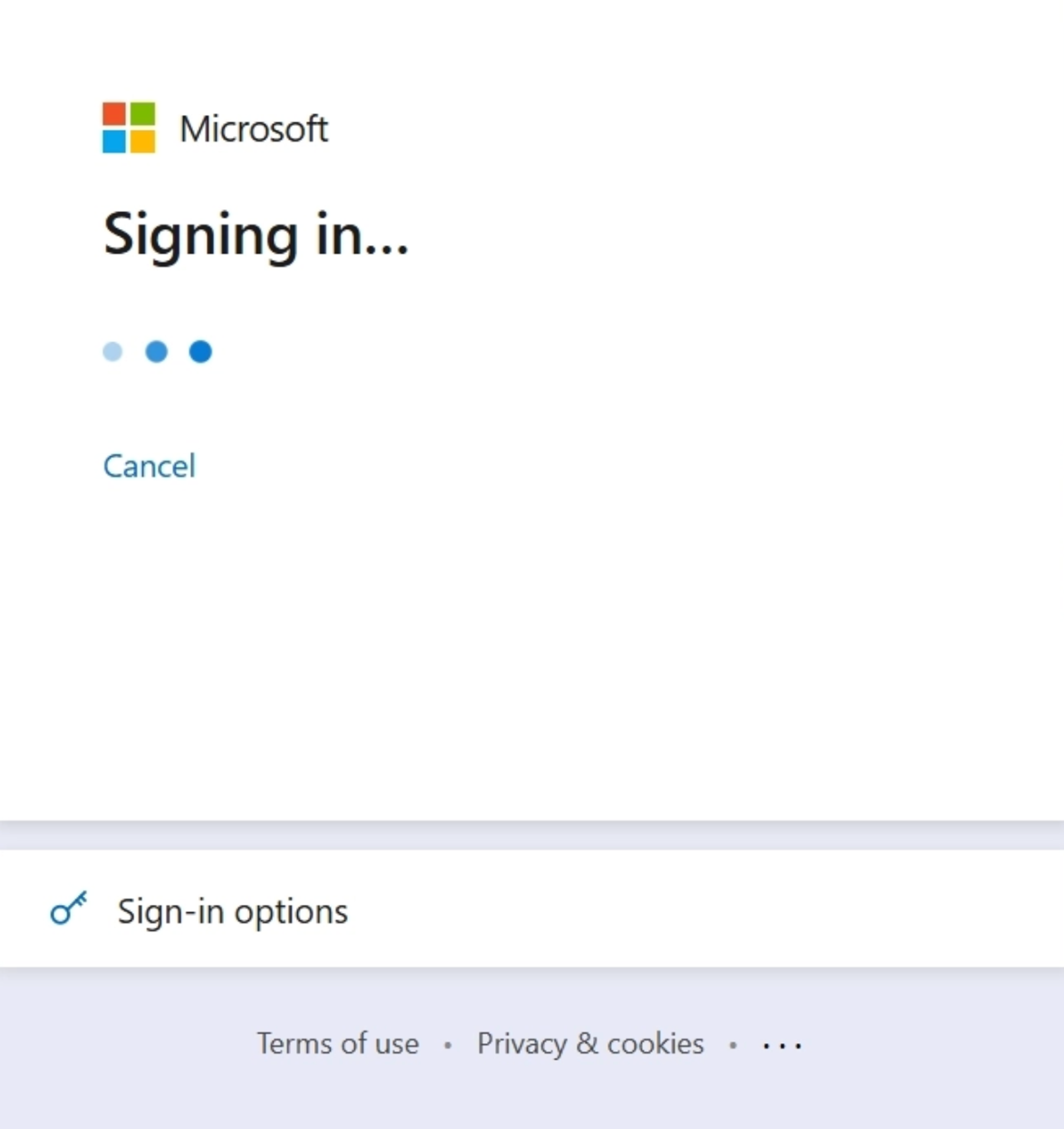 Microsoft のサインイン中のページ