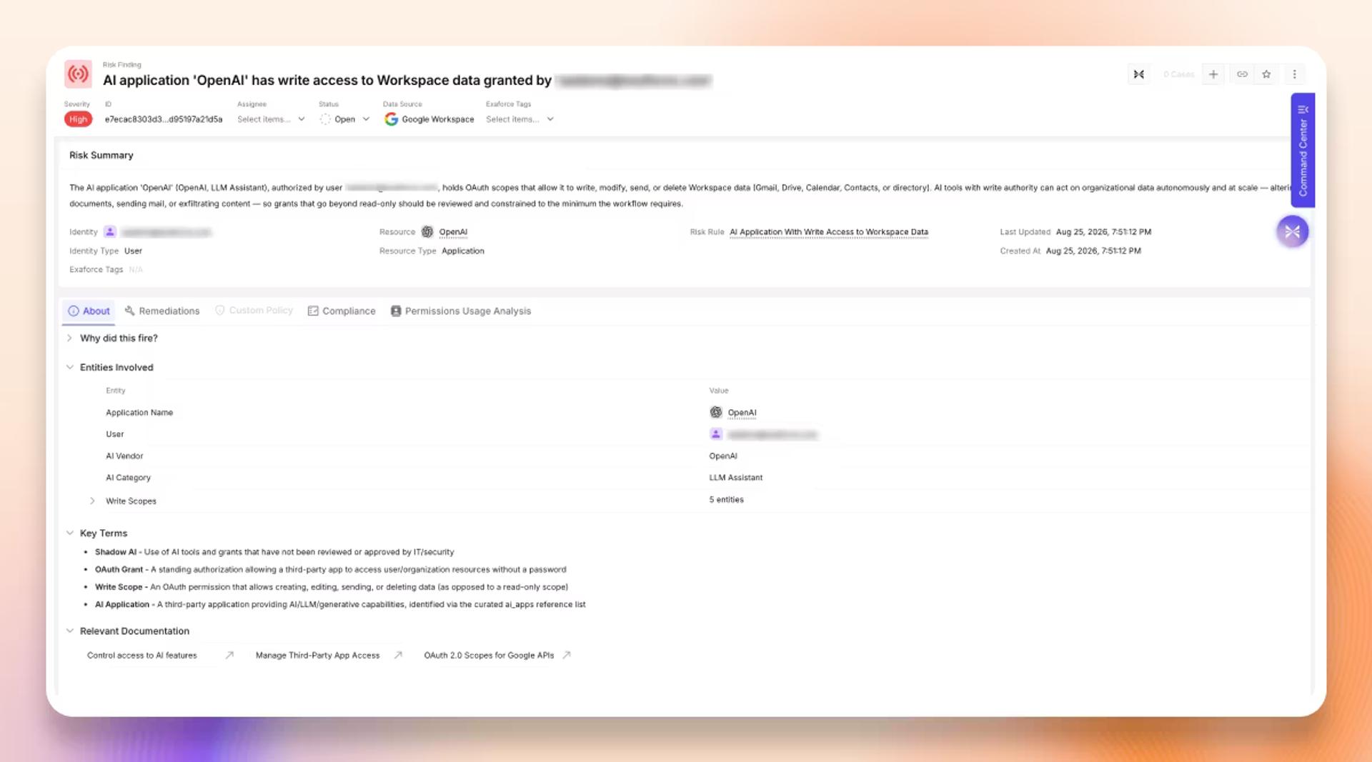 Risk finding of OpenAI app