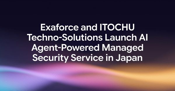 “Exaforce and ITOCHU Techno-Solutions Launch AI Agent-Powered Managed Security Service in Japan”, over a ribbon graphic