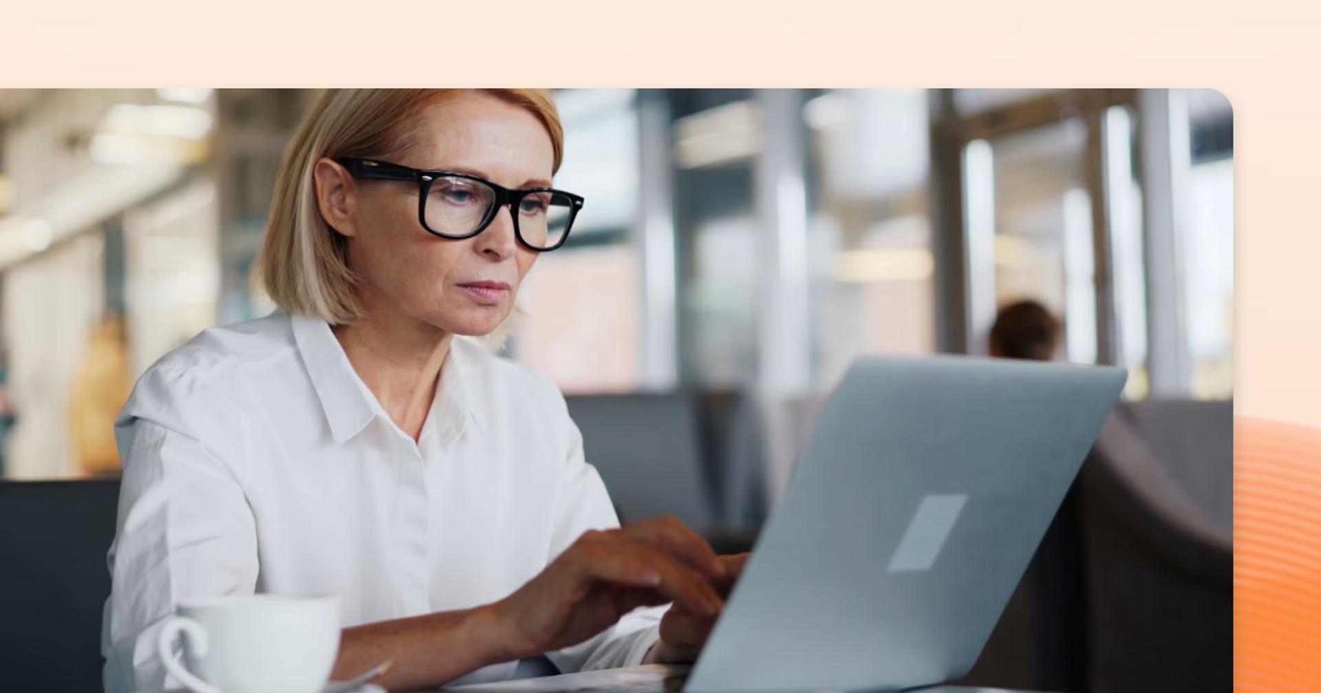 Woman working on laptop