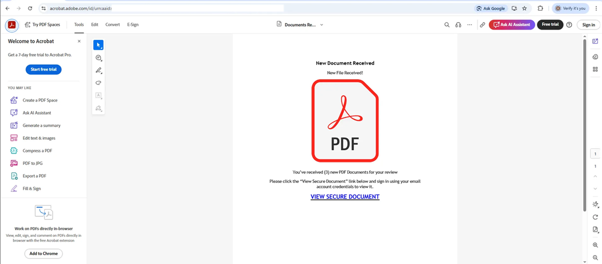 Malicious Adobe Acrobat page