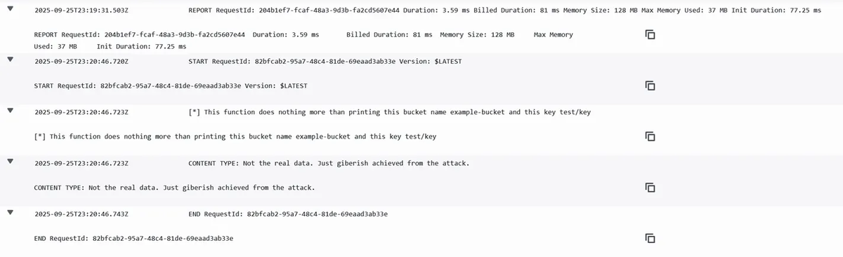 Flor of logs for Lambda function
