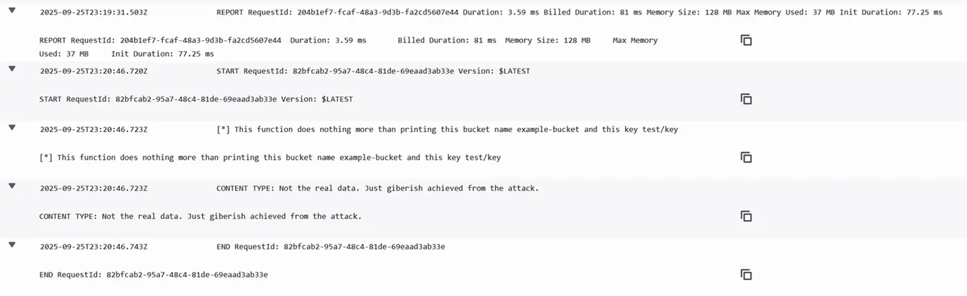 Flor of logs for Lambda function
