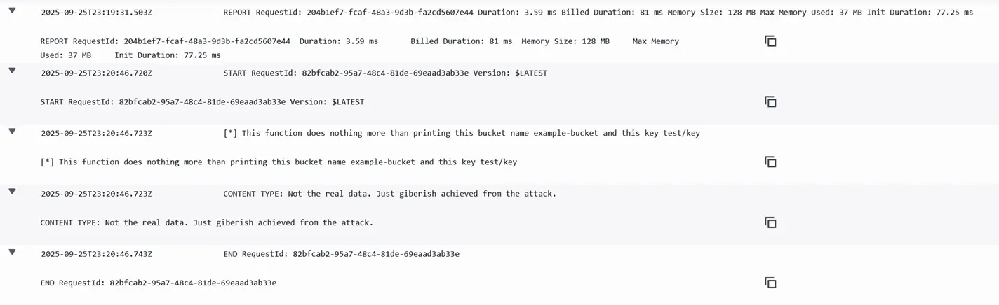 Flor of logs for Lambda function