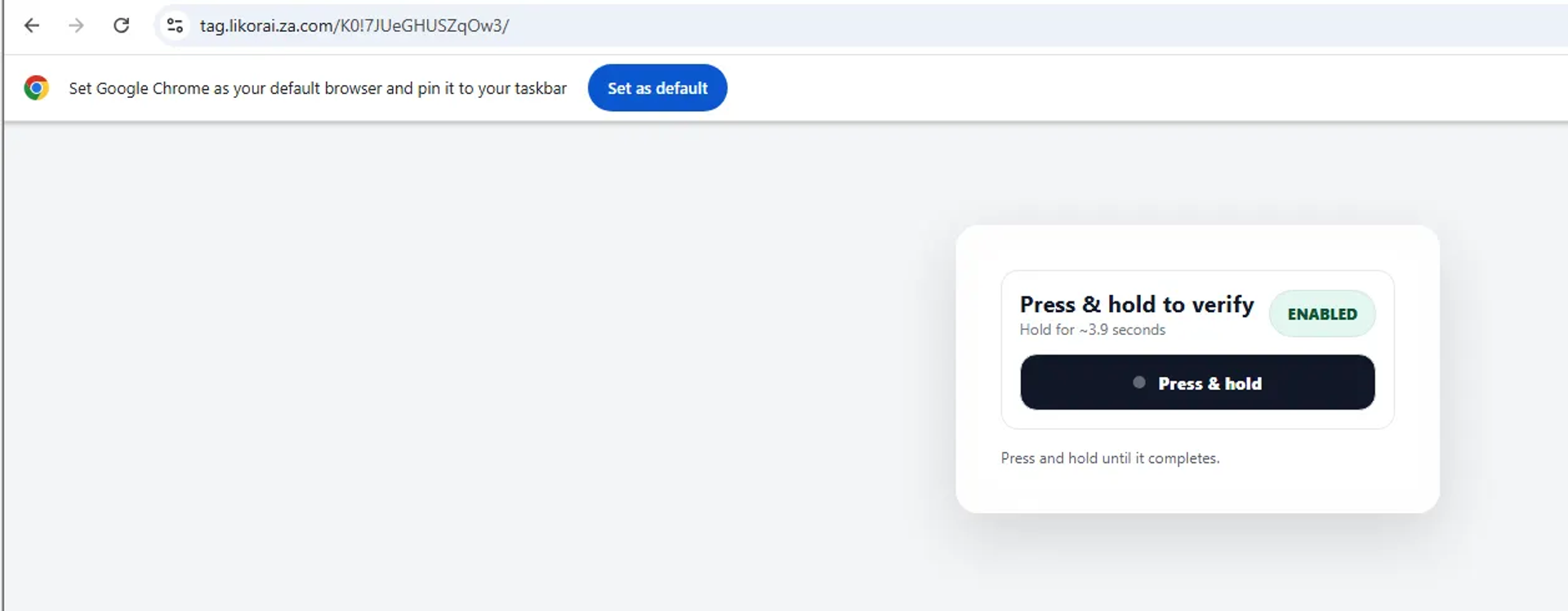 Fake "Press & hold to verify" page
