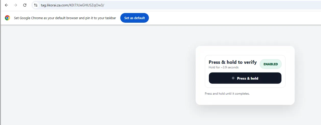 Fake "Press & hold to verify" page