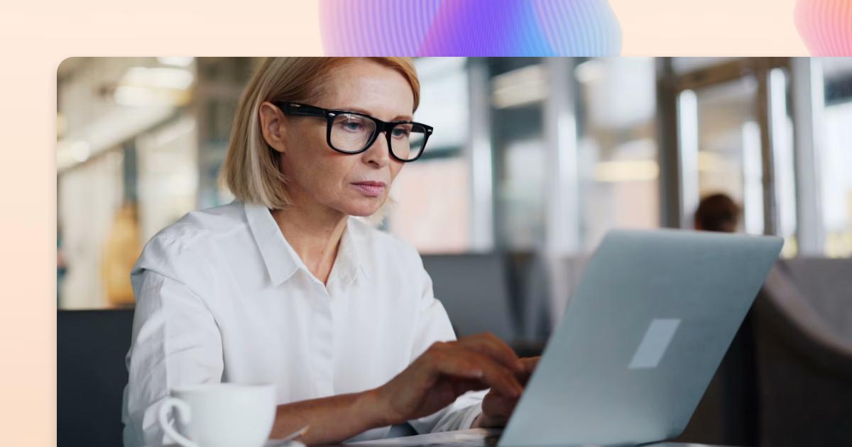 Woman working on laptop