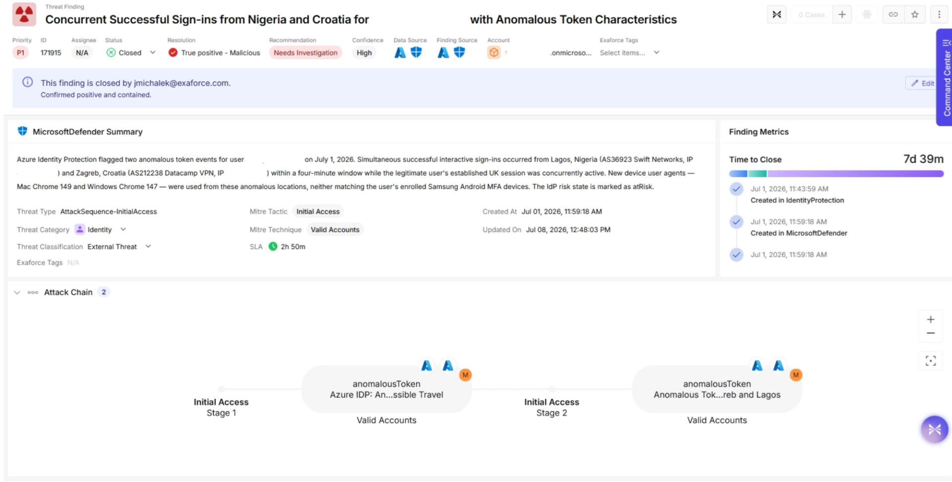 Threat finding page