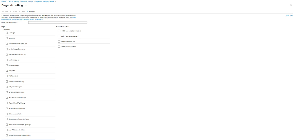 AzureAD diagnostic setting