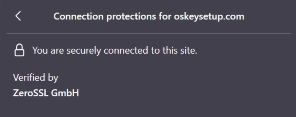 oskeysetup.com への接続のページ