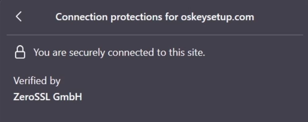 oskeysetup.com への接続のページ