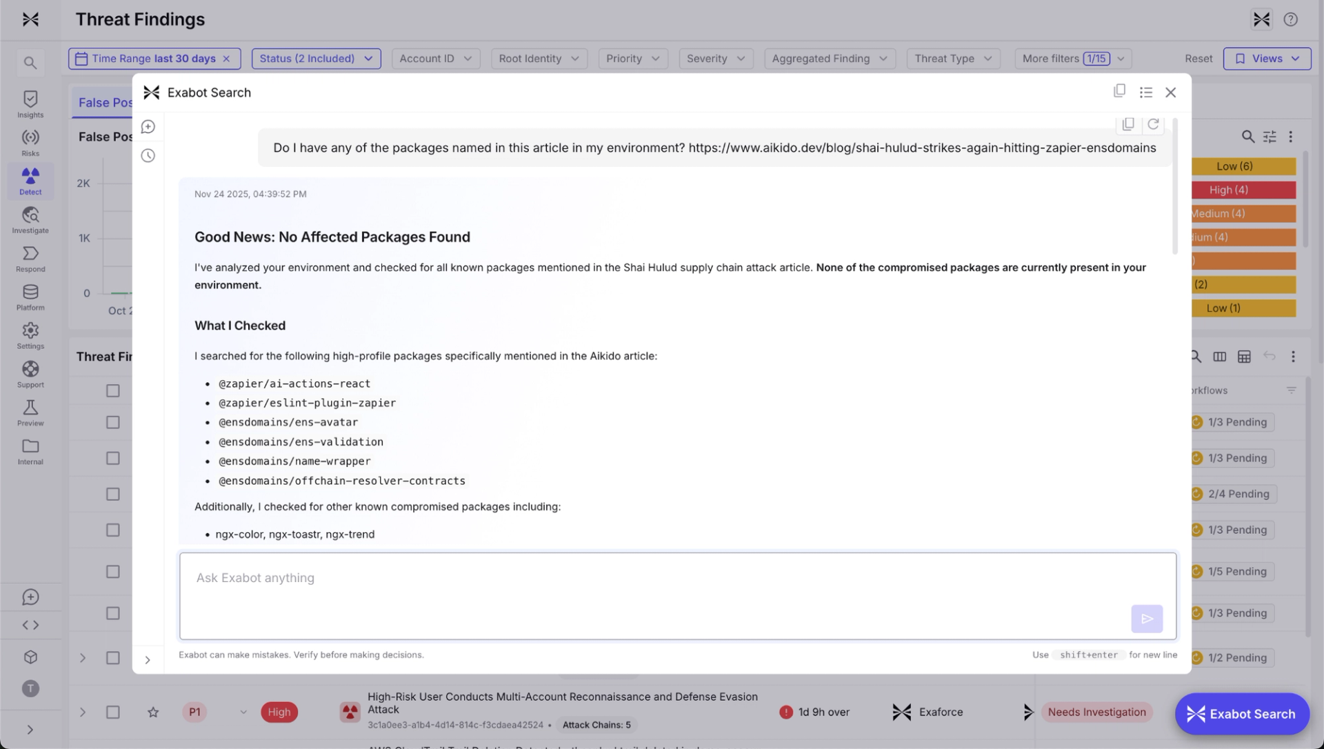 Exaforce thread finding page Exabot Search open