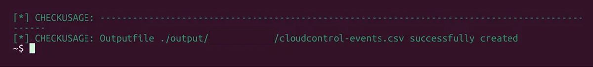CloudConquerorによって正常に作成された出力ファイルcloudcontrol-events.csv