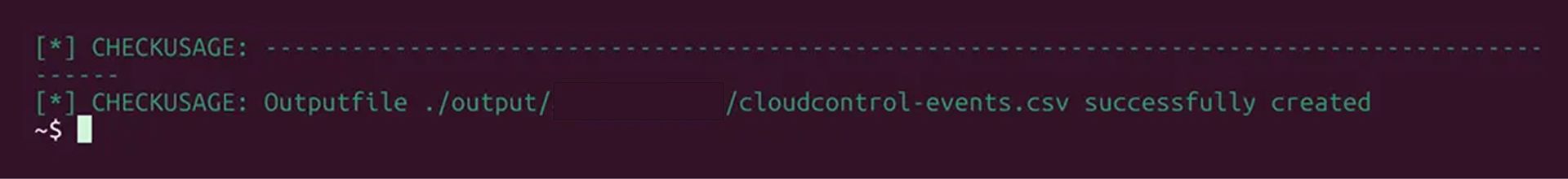 CloudConquerorによって正常に作成された出力ファイルcloudcontrol-events.csv