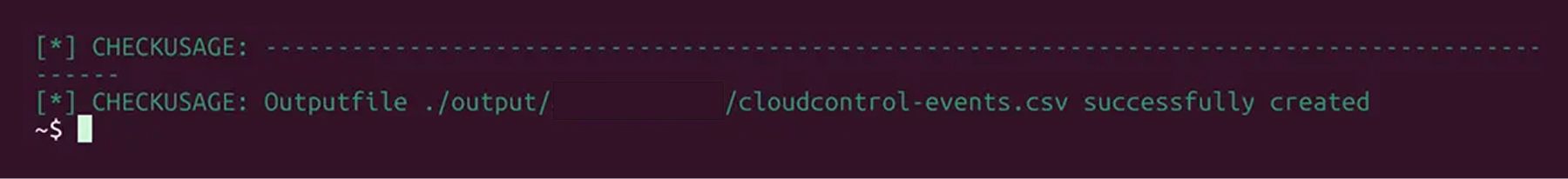 CloudConquerorによって正常に作成された出力ファイルcloudcontrol-events.csv