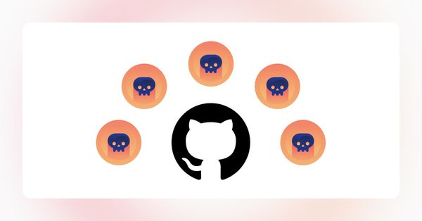 ドクロのアイコンに囲まれたGitHubロゴ