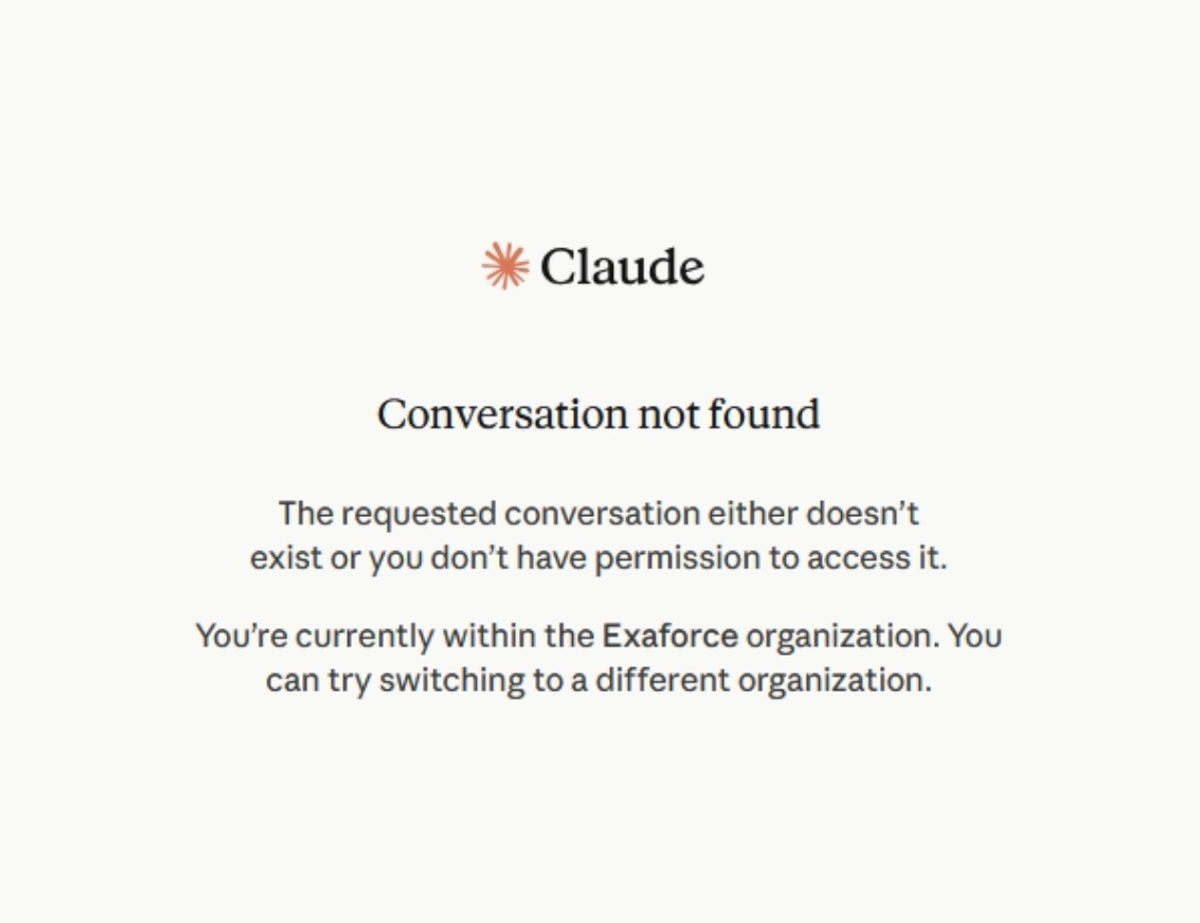 Claude conversation not found page