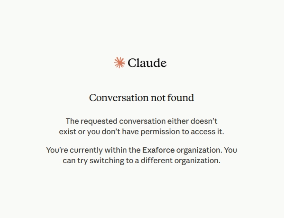 Claude conversation not found page