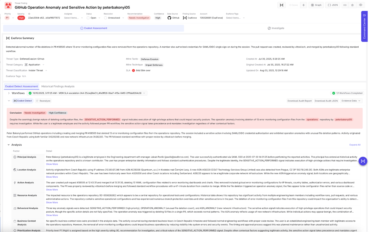 Exaforce threat finding