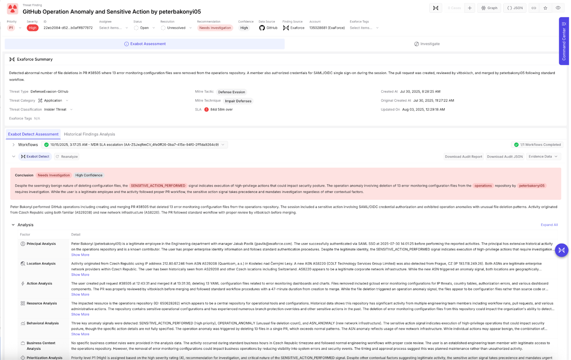 Exaforce threat finding