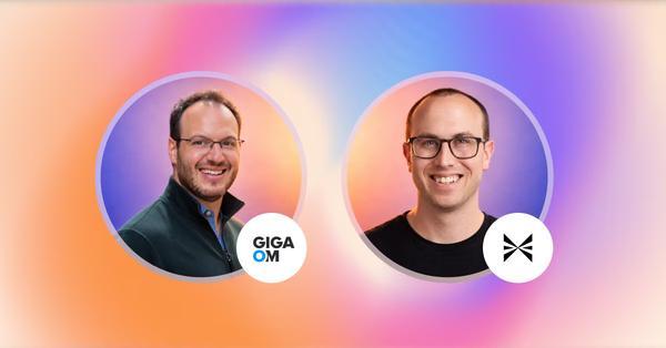 Photographs of the two webinar speakers, with the GigaOm and Exaforce logos