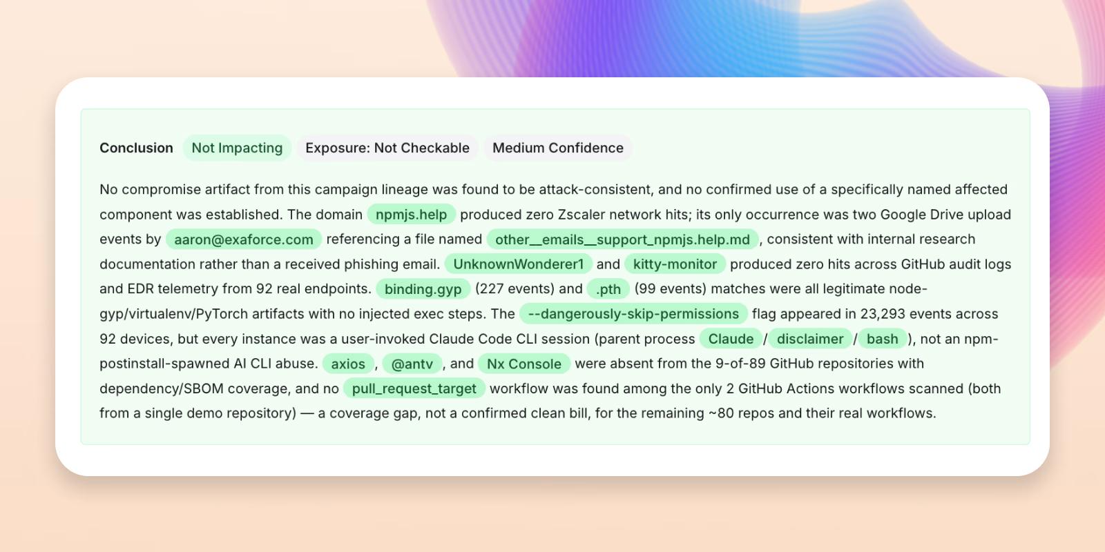False positive conclusion card
