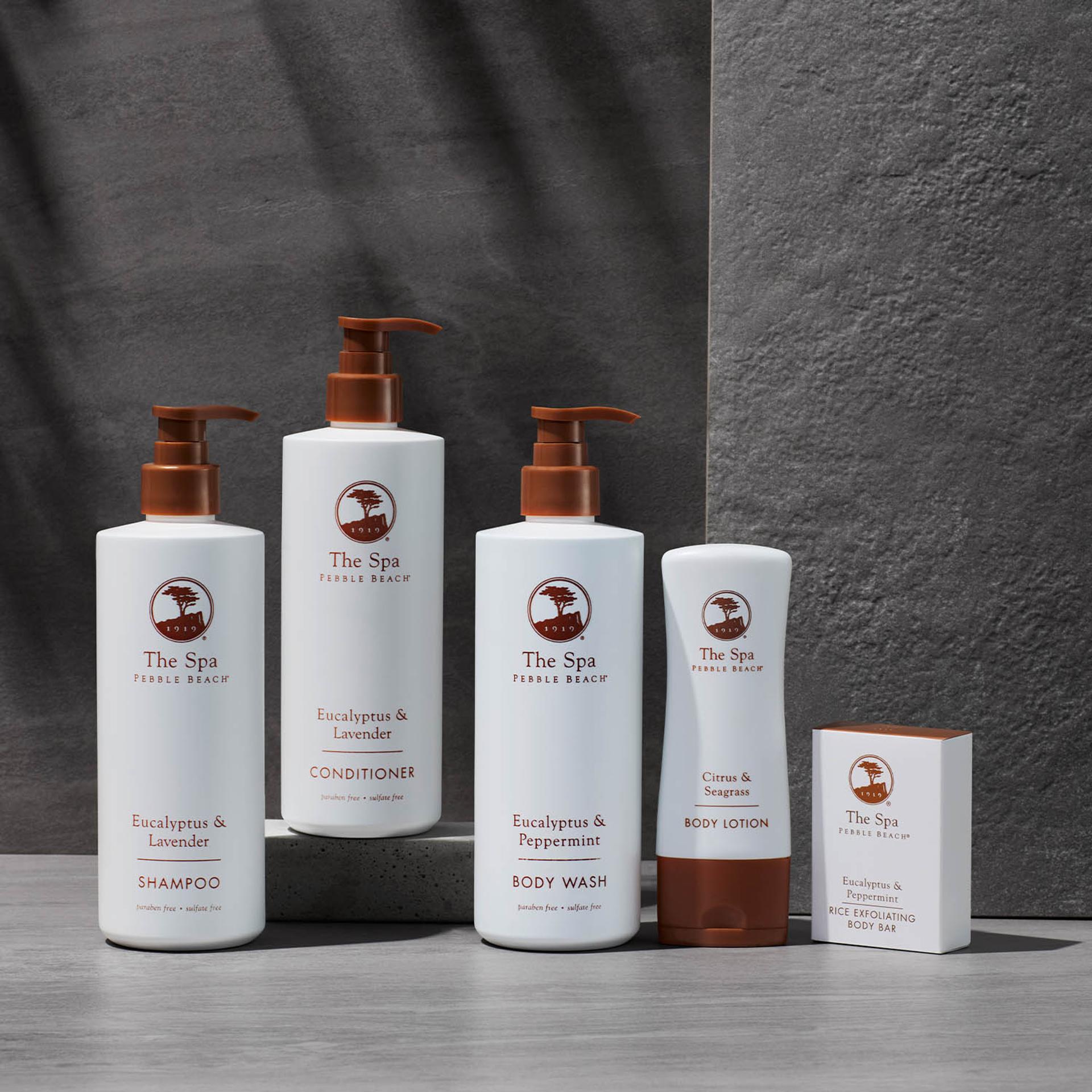 The Spa at Pebble Beach Shampoo, Conditioner, Body Wash, Body Lotion and Bar Soap amenities