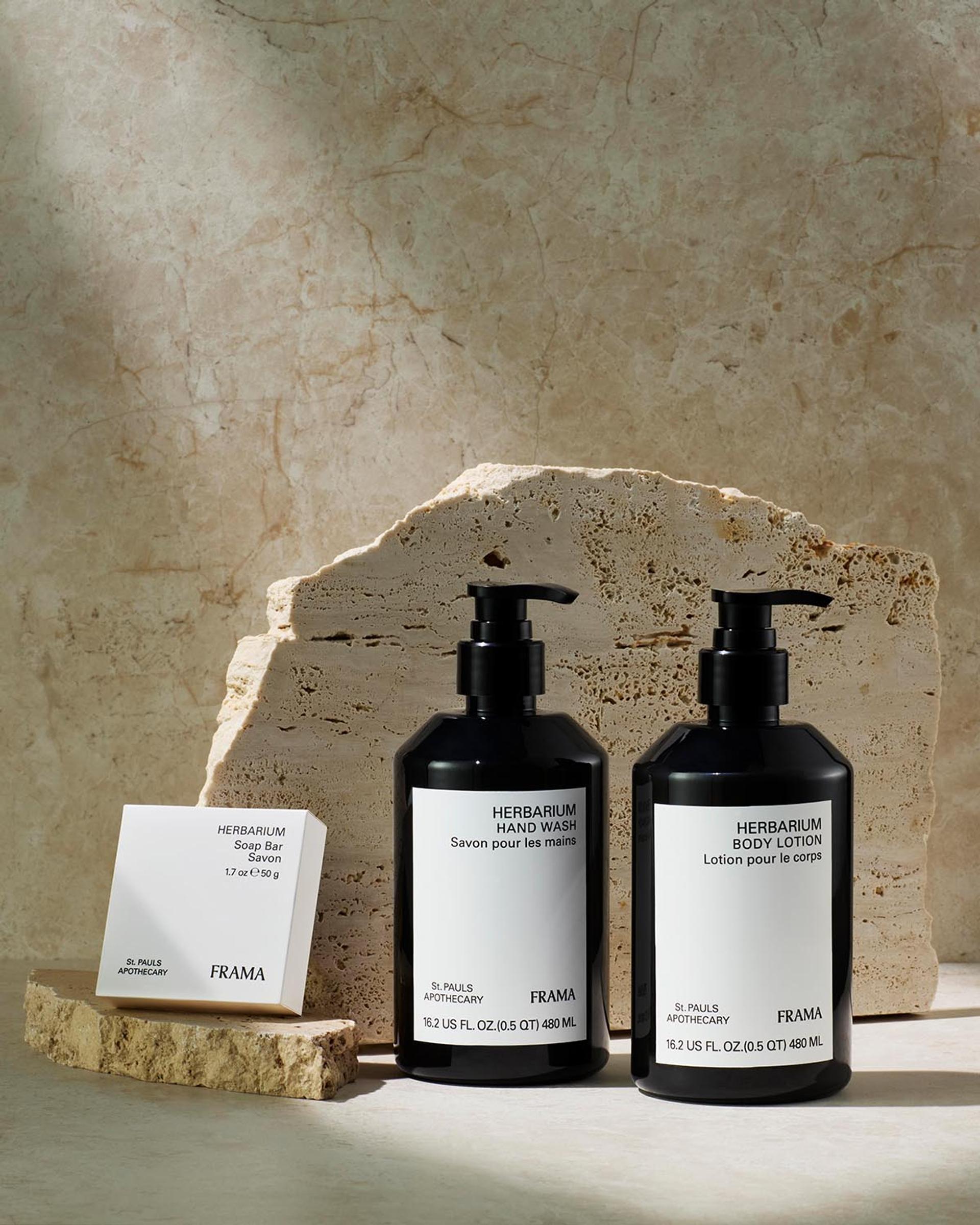 Frama Herbarium Hand Wash, Body Lotion and boxed Soap Bar