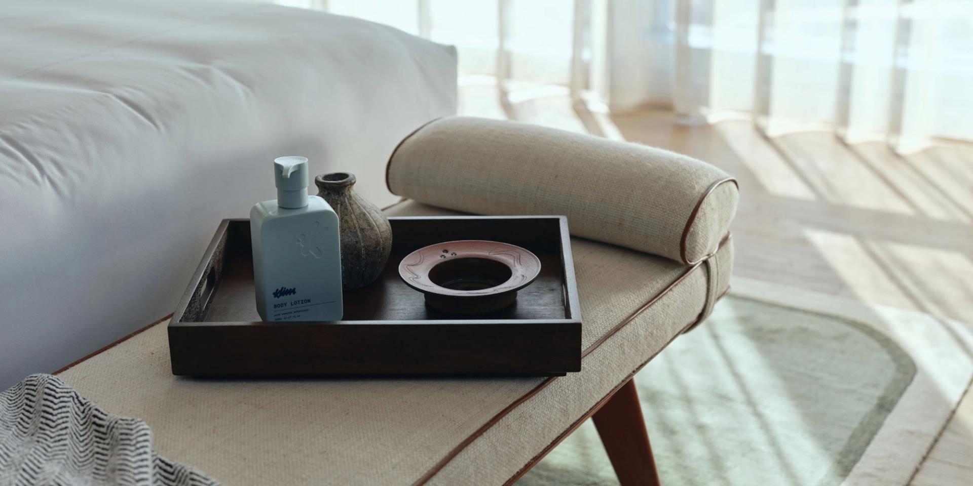 Klima Body Lotion by the bed.