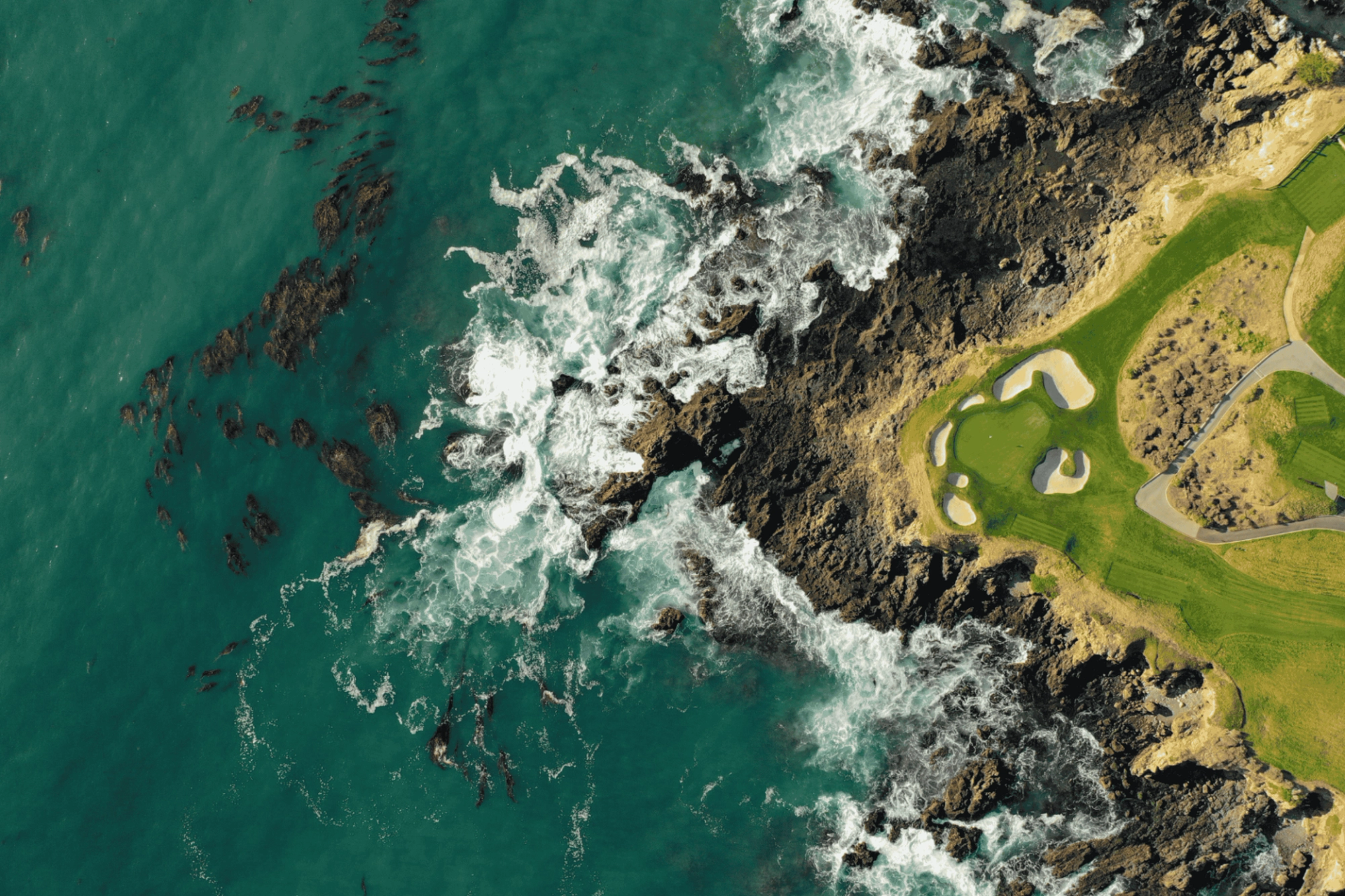 Aerial view of Pebble Beach golf course