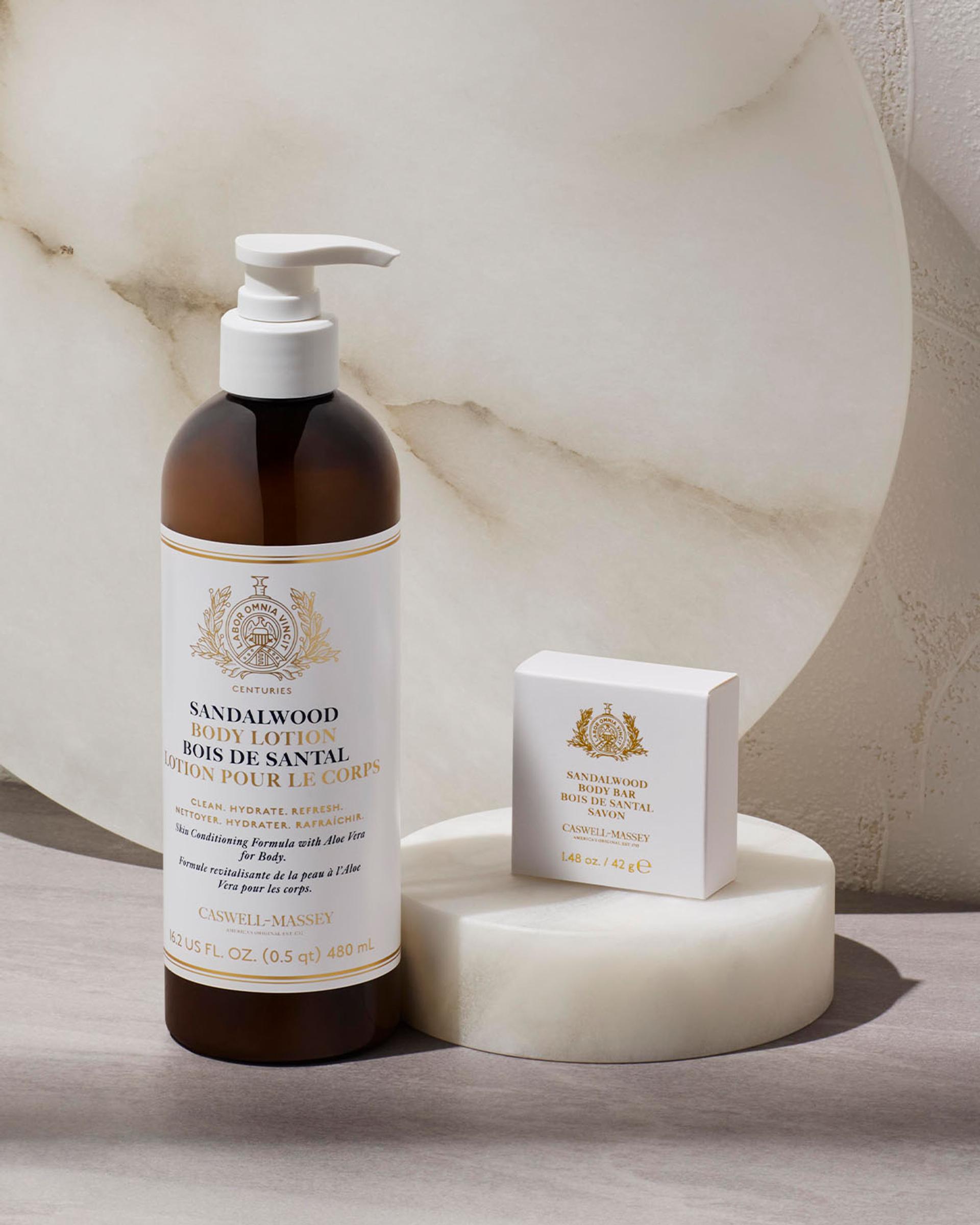 Caswell-Massey Sandalwood Body Lotion and Boxed Soap Bar
