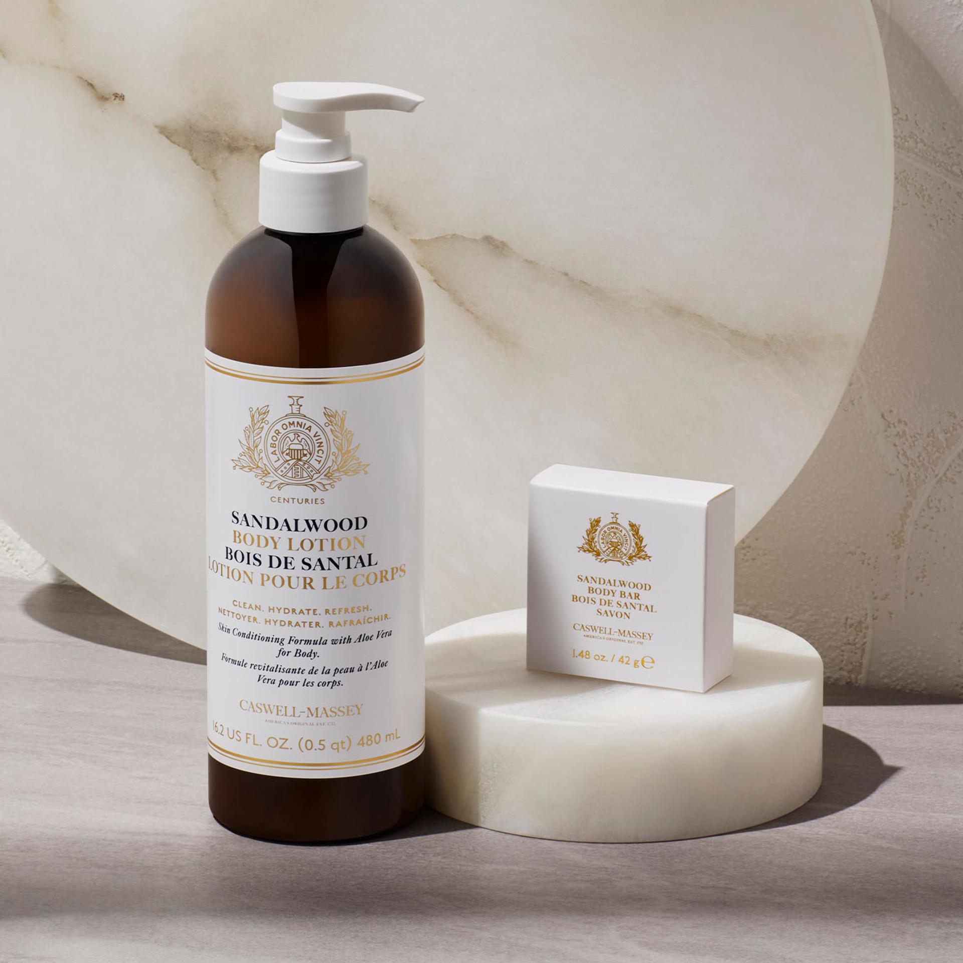 Caswell-Massey Sandalwood Body Lotion and Boxed Soap Bar