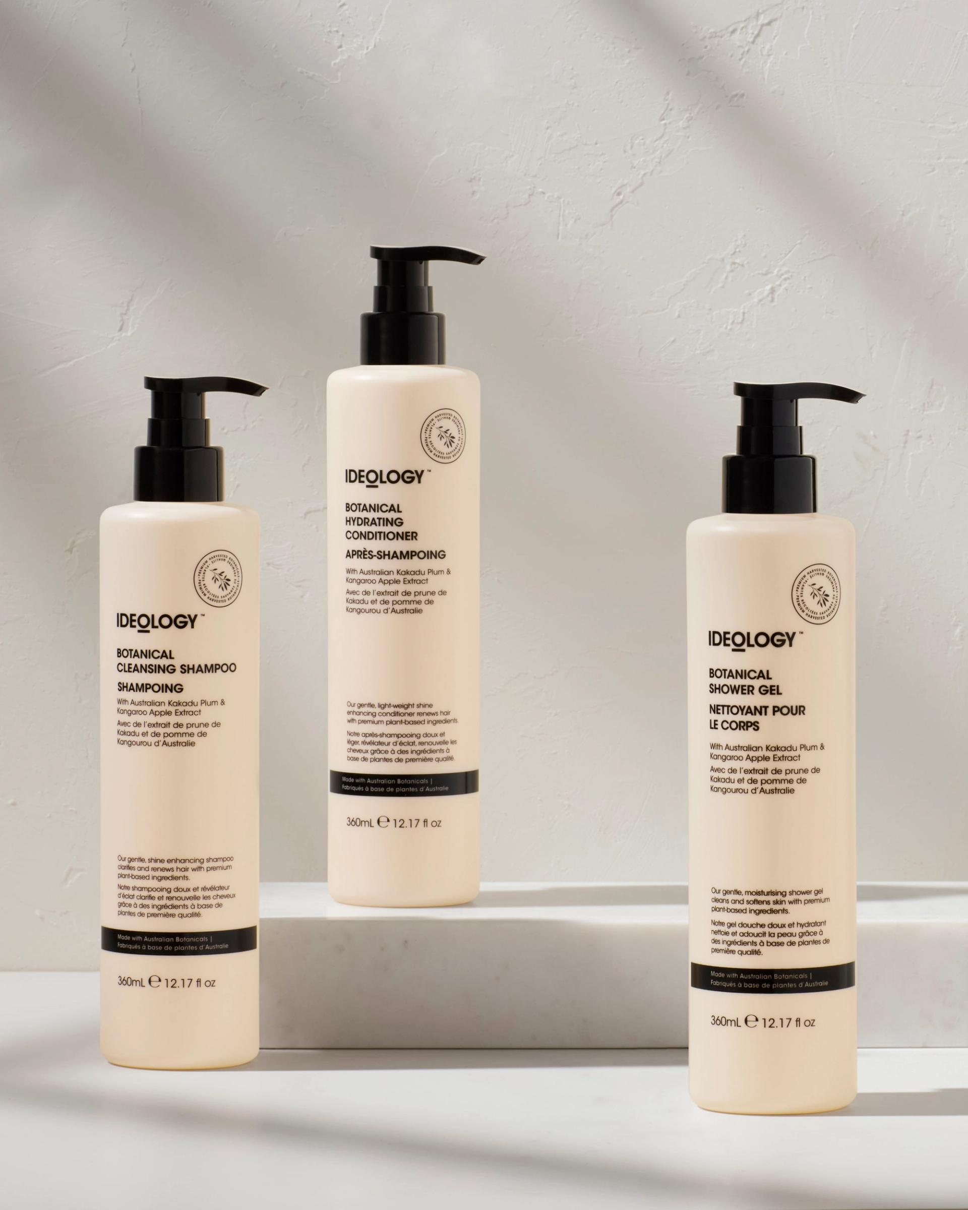 Ideology Shampoo, Conditioner and Shower Gel Bottles