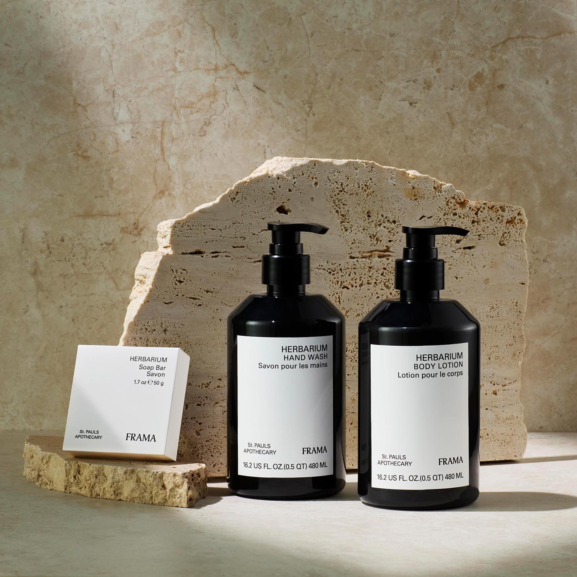 Frama Herbarium Hand Wash, Body Lotion and boxed Soap Bar