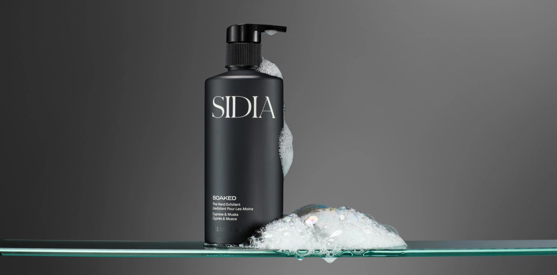 Sidia Hand Exfolliant with foam on glass
