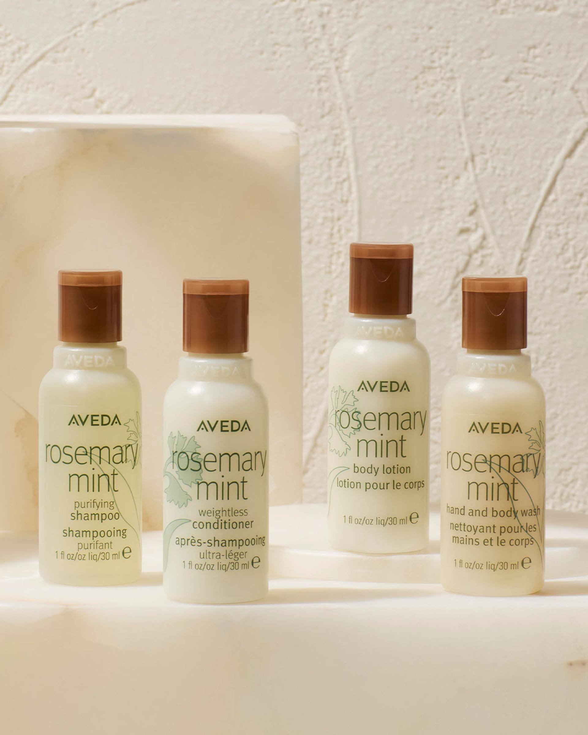 Aveda Rosemary Mint Small Format Shampoo, Conditioner, Hand and Body Wash and Body Lotion
