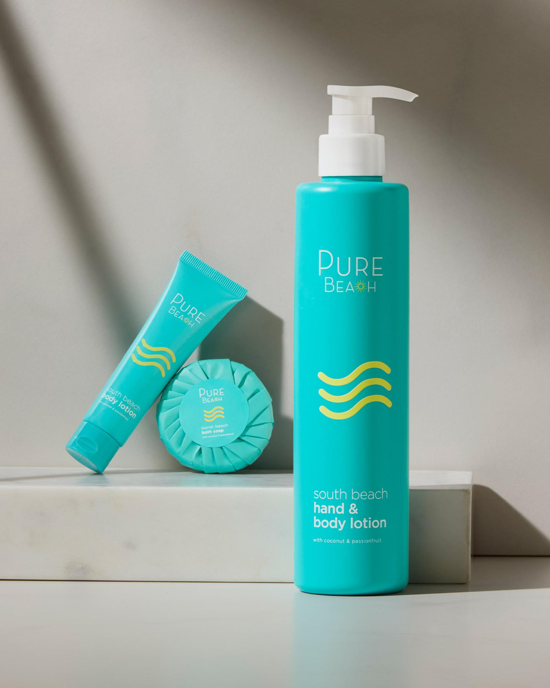 Pure Beach South Beach Body Lotion dispenser and Bar Soap