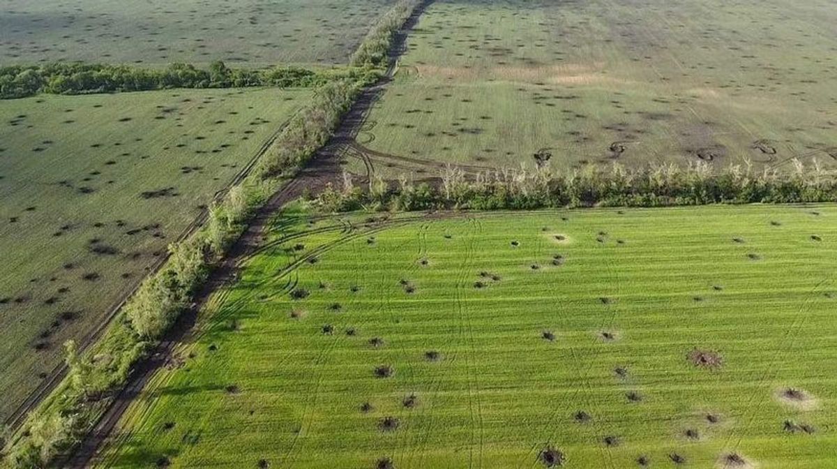 Land riddled with war damage