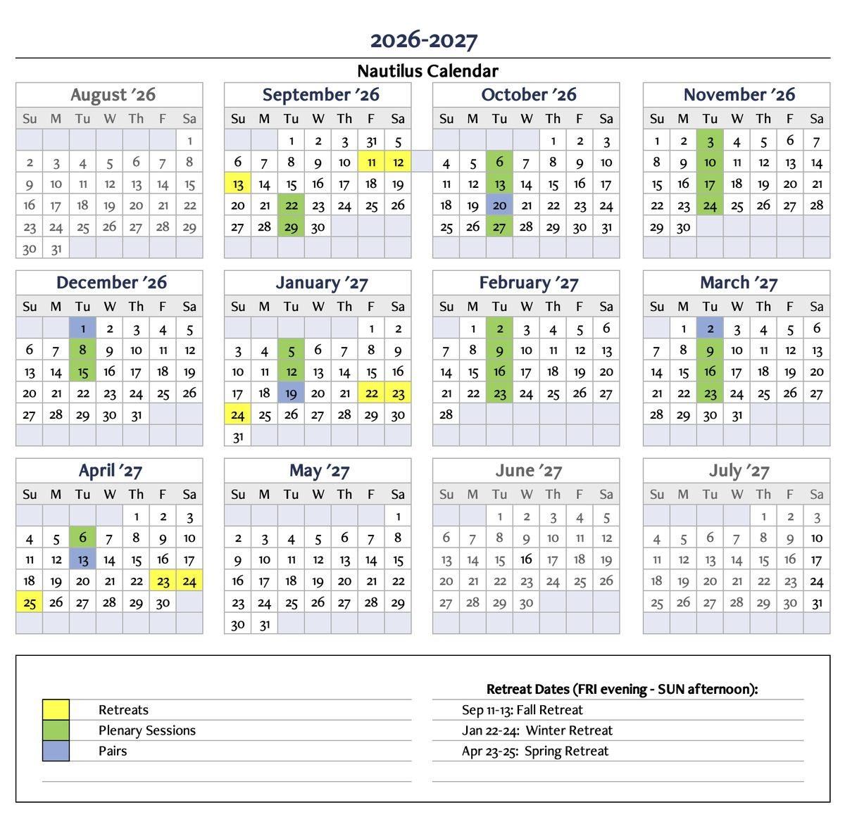 2026-27 Nautilus Calendar