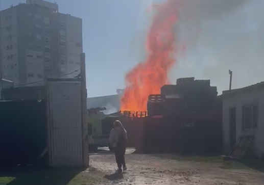 VIDEO: Fuerte incendio en un playón de galpones en Mar del Plata