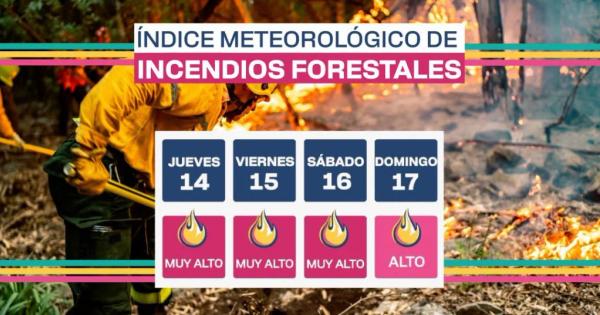 Incendios forestales: el municipio advierte que los riesgos serán "muy altos" hasta el sábado