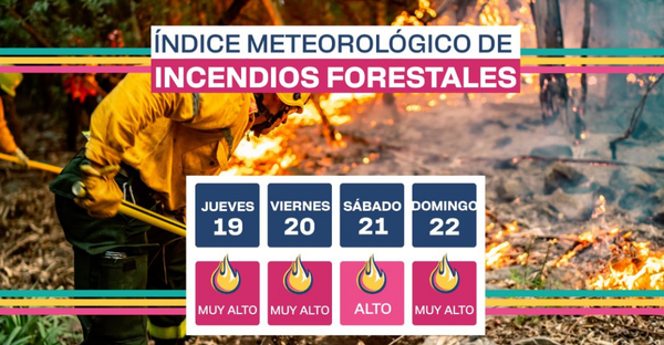 Alerta: riesgo "muy alto" de incendios forestales hasta el domingo