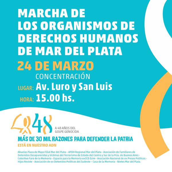Mañana a las 15 comenzará la marcha en el Día de la Memoria