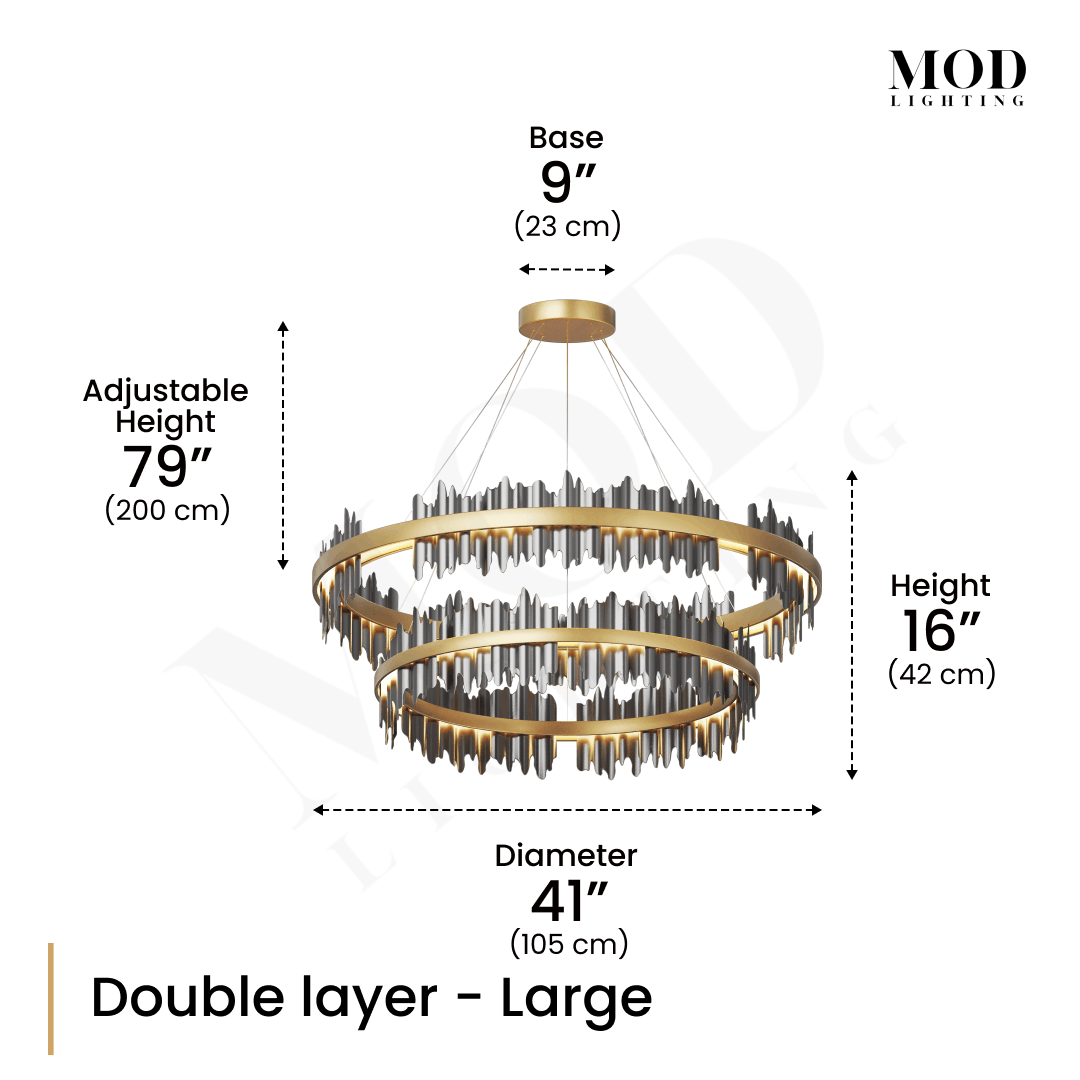 Aurelius chandelier diagram, double-layer Large: 41" (105 cm) diameter, 16" (42 cm) tall
